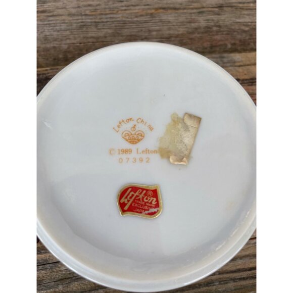 Vintage 1980s Lefton Pink Black Rose Porcelain Trinket box Round - Picture 5 of 10